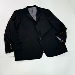 Kenneth Roberts Suit Mens 48R Black Wool Two-Button Long-Sleeve Jacket Formal